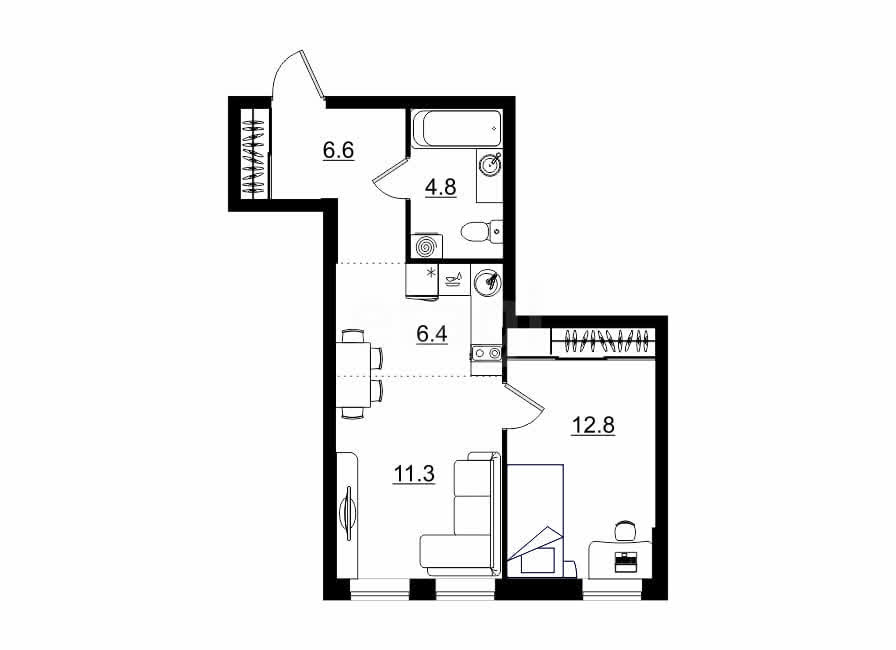 планировка квартиры 42 м2